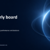 SaaS board update PowerPoint template cover for a quarterly operating performance and decisions report