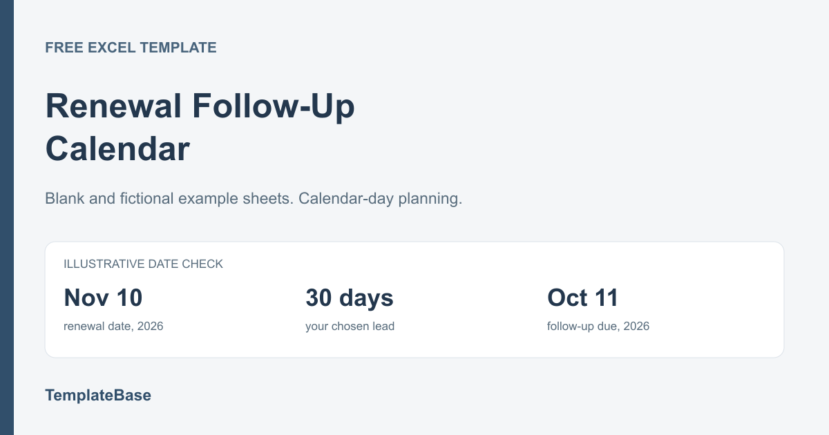 Free Business Templates & Samples 2 Free Renewal Follow-Up Calendar for Excel